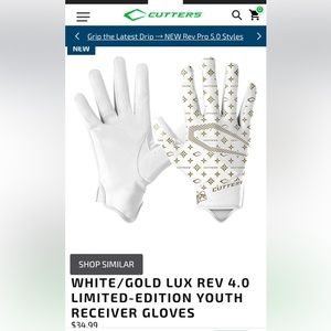 New in package Cutters LUX REV 4.0 YOUTH RECEIVER GLOVES size Medium